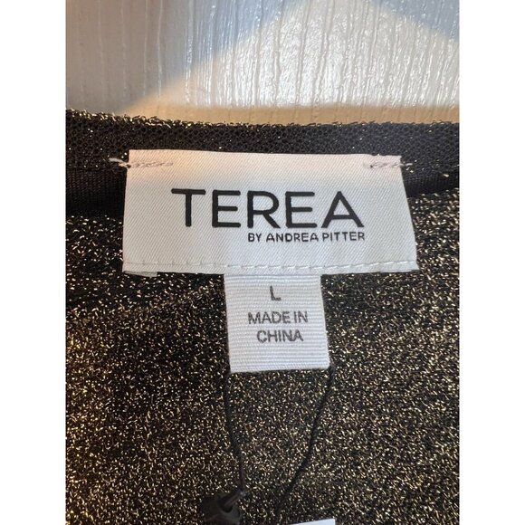 TEREA By Andrea Pitter Emiliana Gold One Shoulder Metallic Ruched Top Large NWT - Picture 4 of 13